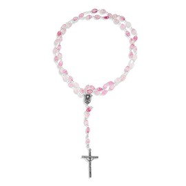 Vatican Imports Beautiful Catholic Rosary with Swirl Glass Beads (Rose)