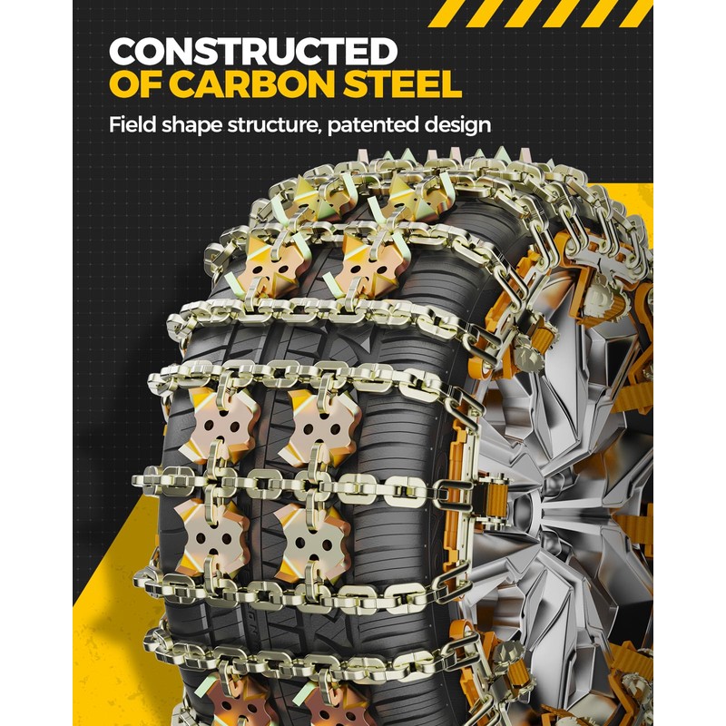 KYX Tire Chains for Car/SUV/Pickup Truks, Adjustable Universal Emergency Snow