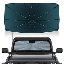 Autorder Windshield Sun Shade Umbrella for 2021-2025 Ford Bronco Accessories,Upgraded Ice Crystal Material,Easy Setup Umbrella Sunshade for Car Windshield,100% Sun Blocking