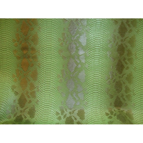 Unbranded vinyl leather faux upholstery Snake Scale Viper Green Embossed