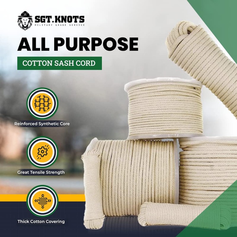 SGT KNOTS Cotton Sash Cord - All Purpose Rope for