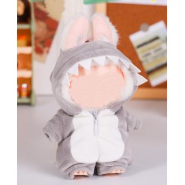 17cm Doll Clothes, Outfits for Clothes Set,Dinosaur and Panda Style Outfit Jumpsuit，Cute Clothes for Doll Dress up Animal Style Outfits (Black Aand White)