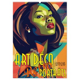 Art Deco Retro Porträts (Wandkalender 2026 DIN A2 hoch), CALVENDO Monatskalender: Eleganz in reduzierter Darstellung (CALVENDO Kunst)