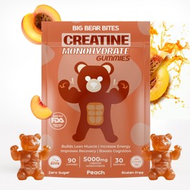 Big Bear Bites Creatine monohydrate gummies Peach flavor (Large, Peach)
