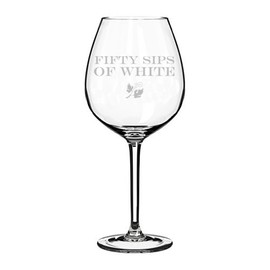Wine Glass Goblet Funny Fifty Sips of White (20 oz Jumbo)