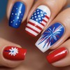 July 4th Independence Day Press on Nails Medium Flower Firework