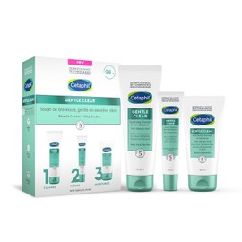 Cetaphil Gentle Clear Blemish Control 3-Step Routine Skincare Kit with Salicylic Acid, Face Cleanser 124ml + Serum 30ml + Moisturiser 89ml