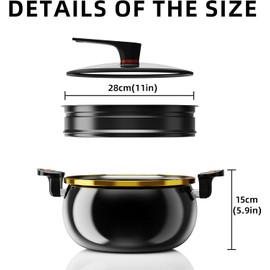 Nonstick Stockpot Casserole pot Hard Anodized with Glass Lid and Steamer, 8 Quart Pressure Cooker Soup Pot Deep Cookware for Pasta, Soup, Spaghetti, Induction Compatible (FZ1)