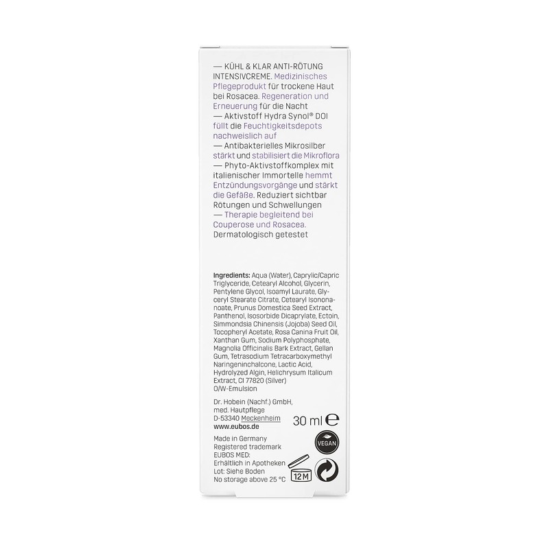 Eubos Cool and clear, anti-redness, intensive cream, 30 ml, dermatologist-recommended