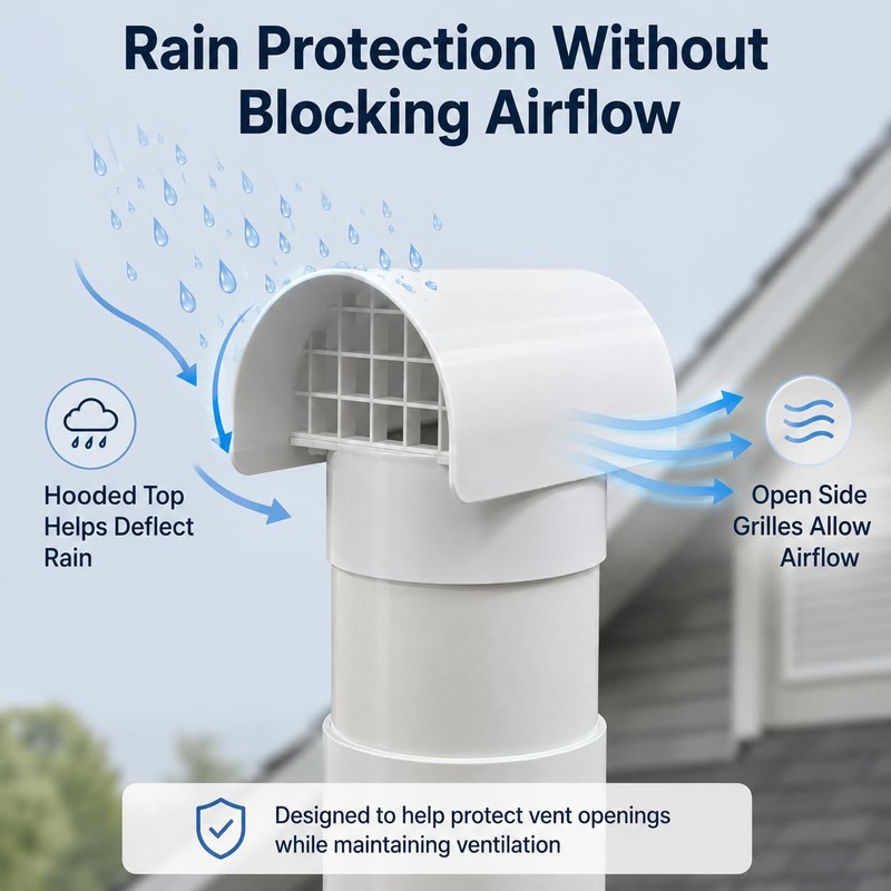 3 & 4 Inch PVC Radon Vent Rain Cap for