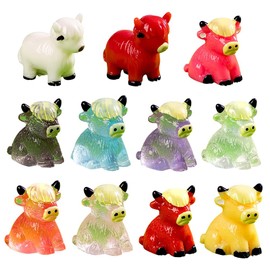 SWZY 11 Pcs Highland Cow Ornaments,Resin Mini Cows Figurines,For Home Decor | Ideal Ornaments Friendship Gifts For Women & Men | Lovely Table Centerpiece & Living Room Accessories
