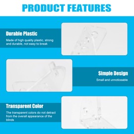 Murtenze 4 Pack Hold Down Brackets, Clear Plastic Blind Brackets for 1" Blinds Bottom Rail Hold Clips Profile Blinds