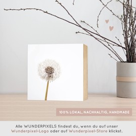 Wunderpixel® Holzbild Fotografie Pusteblume - beige-weiß - 15x15x2cm zum Hinstellen/Aufhängen, echter Fotodruck auf Holz - Wand-Bild Aufsteller zur Dekoration/Geschenk-Idee