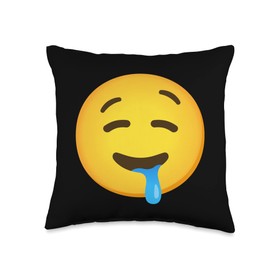 Emoticon Drooling Face Throw Pillow