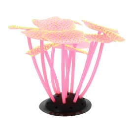 CAPASTEC Soft Silicone Glowing Mushroom Coral, Fluorescence Aquatic Artificial Coral for Aquarium (Pink)