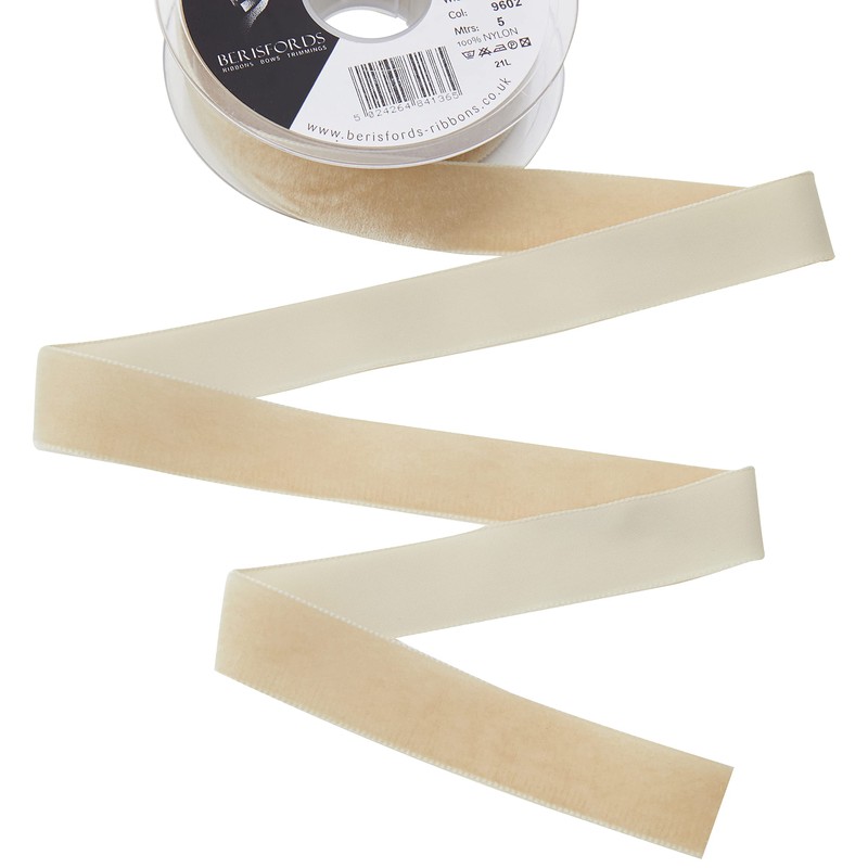 Berisfords Velvet Ribbon, Blonde, 10.2 x 3 x 10.2 cm