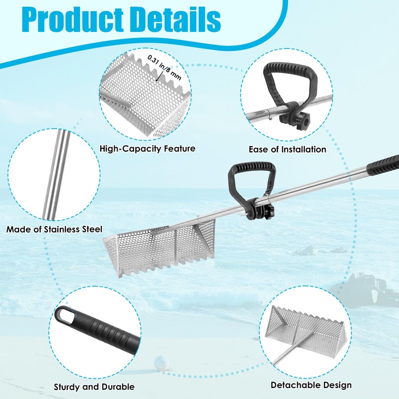 AshKiz Sand Flea Rake, Detachable Sand Flea Rake, The Shark