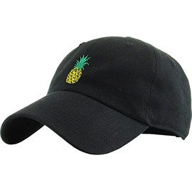 KBSV-021 BLK Pineapple Dad Hat Baseball Cap Polo Style Adjustable
