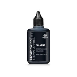 Octopus 50 ml Solvent Stamp Ink, Black, Waterproof Solvent-Based for Non-Absorbent and Nonporous Surfaces, Glazed