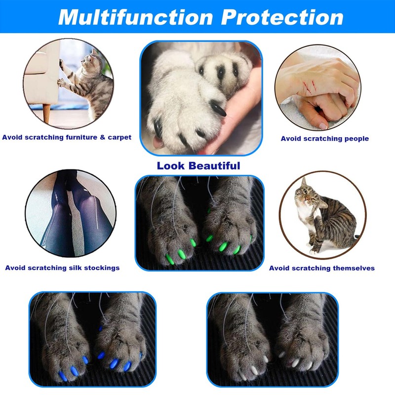 VICTHY 100pcs Boy Cat Nail Caps | Cat Nail Covers