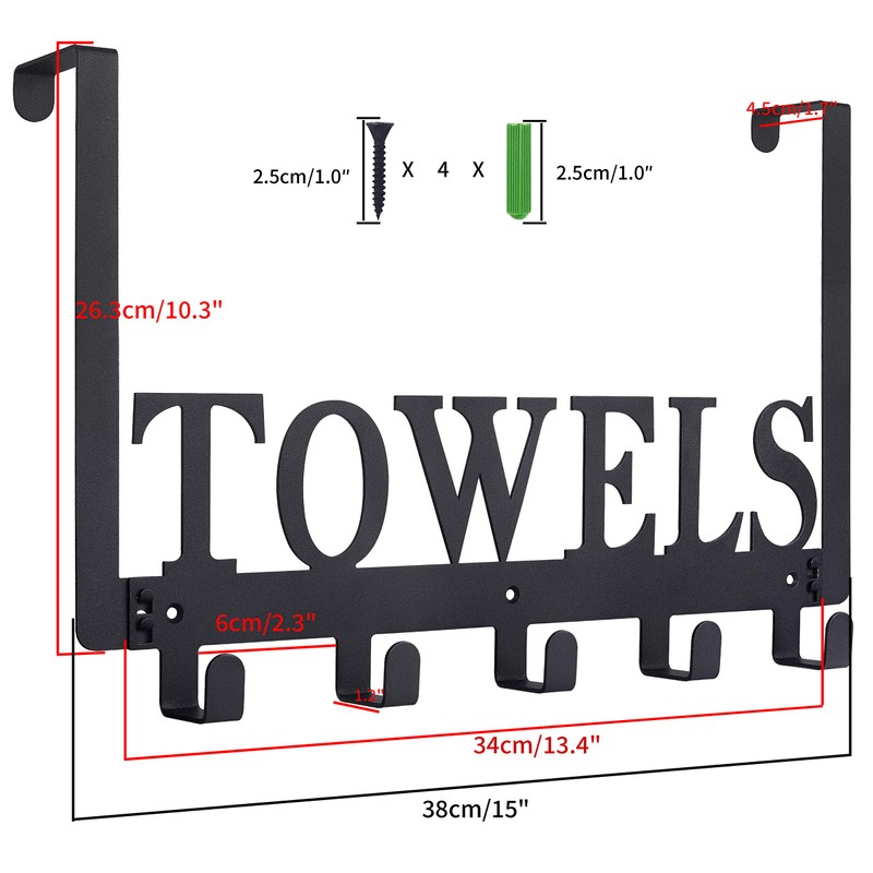 Kuhome Over The Door Hooks, Towel Holder for Bathroom, Door