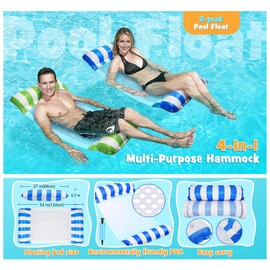 Inflatable Pool Float(2 Pack) Adult Pool Floaties, Multi-Purpose 4-in-1 Swimming Water Floating Rafts (Saddle, Lounge Chair, Hammock, Drifter) for Pool, Lake, Beach, River