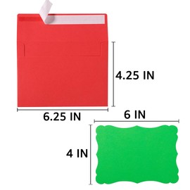 100 Pack 4x6 Envelopes with Colorful Blank 4x6 Cards Self-Adhesive Business Envelopes Invitations Cards Envelopes (Multicolored, A4)