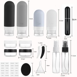 FLOVAZO Kit de Viaje Aseo Personal – Set de 20 Esenciales para Viajar, Botellas Aprobadas para Avión, Fugas Controladas para Loción, Champú, Acondicionador y Gel de Ducha