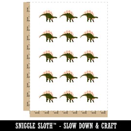 Stegosaurus Dinosaur Temporary Tattoo Water Resistant Fake Body Art Set Collection - 15 2" Tattoos (1 Sheet)