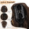 CHRSHN Ponytail Extension, 26” Claw Clip Ponytail Extension Long Brown