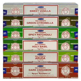 Satya Incense Sticks Variety Pack #8 and Incense Stick Holder Bundle with 6 Festival Fragrances