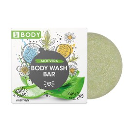 MY BODY handgefertigtes festes Body Wash in Papierschachtel, für alle Hauttypen, Naturkosmetik, ohne Mineralöle und, handgefertigt in Deutschland, Duft: Aloe Vera