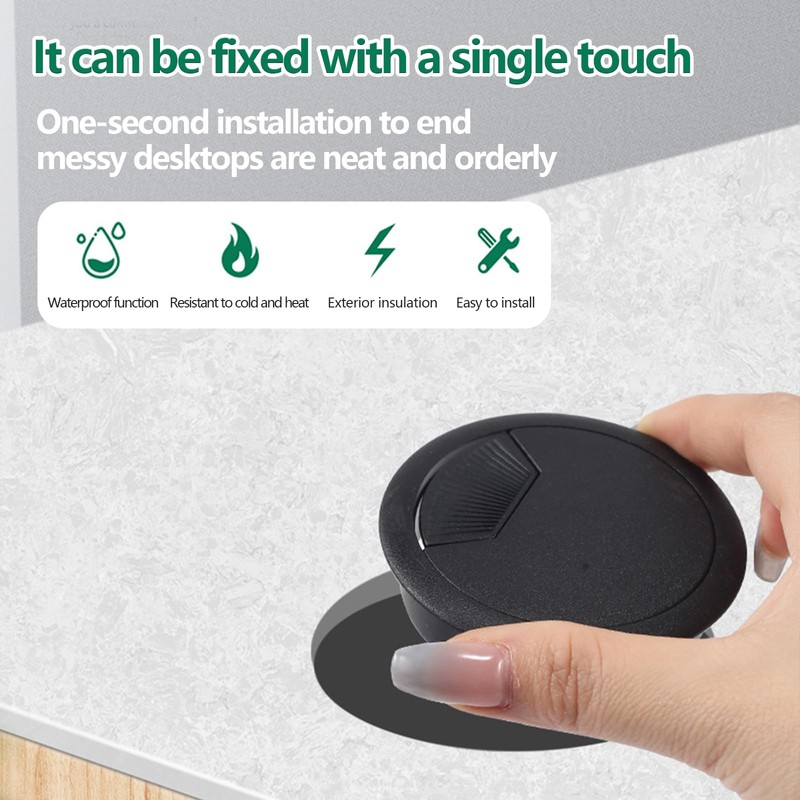 Cable Grommet Desk, Pack of 12 Black Cable Pass Desk