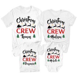 Christmas Crew Add Your Name Matching Family Merry Xmas Baby Girl Boys Bodysuit White