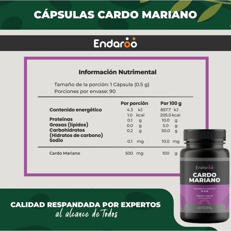 Cardo Mariano 500mg - 90 Cápsulas Por Frasco, Silimarina