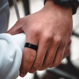 Kraken Men Rings 18K Gold Plated, 8/9/10/11/12 Size, Matte and Polished Black, Silver, and Gold Engagement Promise Rings for Men with a Simple Band Design