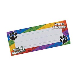 Fun Express Paw Print Desk Plates - 24 Pieces - Educational and Learning Activities for Kids