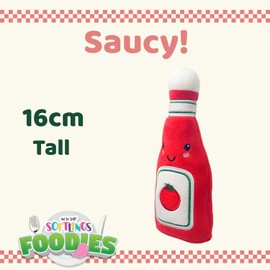 VFM - Ketchup Soft Toy Food Themed Cute Plush Cuddly Soft Fluffy Stuffed Toy Plush Toy Cute Stuffed Plushie, Gifts for Birthday, Valentine's Day Chirstmas - 16cm Multi-Coloured