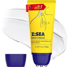 Z:SEA Neck Firming Cream with Roller, Tightening and Lifting Neck & Chest Cream for Crepey Skin, Anti Aging Wrinkle Moisturizer, 5.29 Oz