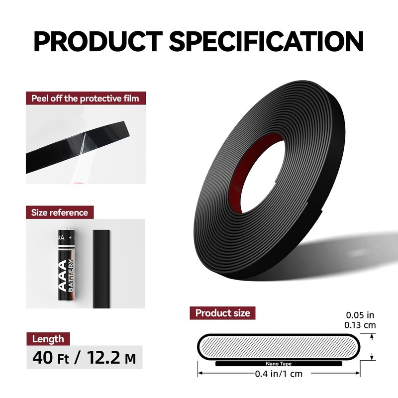 JSIWOTH 0.39in × 40Ft Peel and Stick Wall Molding Trim