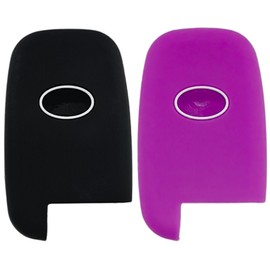 REPROTECTING Silicone Rubber Key Fob Cover Compatible with 2007-2017 Hyundai Azera Elantra GT Equus Genesis Santa Fe Tucson Veloster Veracruz Kia Forte Optima Sorento Sportage (Black Purple)