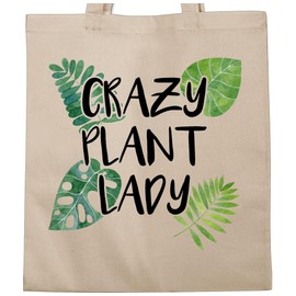 Shirtracer - Cotton Bag - Women Gift Ladies - Crazy Plant Lady, 1 natural white
