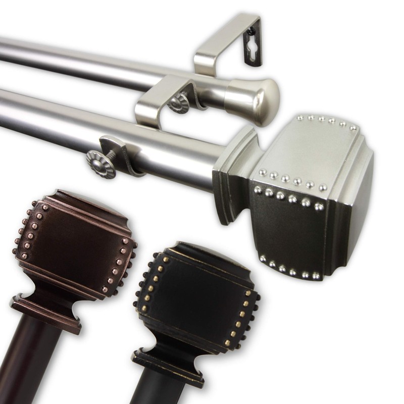 Rod Desyne 1" Bennett Double Curtain Rod, 48-84", Bronze