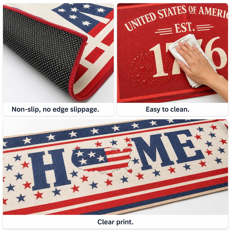 pldnhzua 3 Pcs 4th of July Patriotic Kitchen Mat and