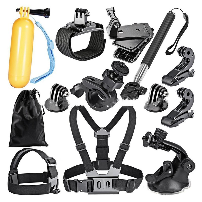 12PCS Action Camera Accessories Kit Adjustable Headband Floating Handle Assembly