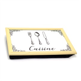 Carousel Home Vintage Style Cuisine Lap Tray With Cushion | Large Bean Bag Lap Tray Cushioned Trays For Eating | Padded Lap Trays With Bean Bag Cushion - 43x32cm