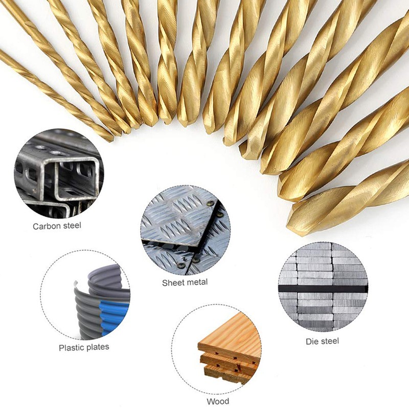 13pcs Left Handed Drill Bit Set M2 HSS with Titanium