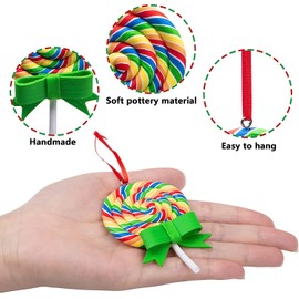 8pcs Christmas Lollipop Ornaments,Christmas Tree Candy Cane Ornament,Decorative Candies Polymer Clay Ornament for Home Party Holiday Xmas Decor