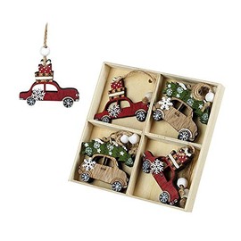 Heaven Sends Christmas Cars Wooden Tree Decorations