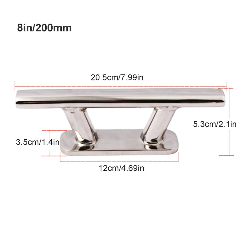 200mm/8in Stainless Steel Mooring Cleat Elliptical Tube Type Dock Deck